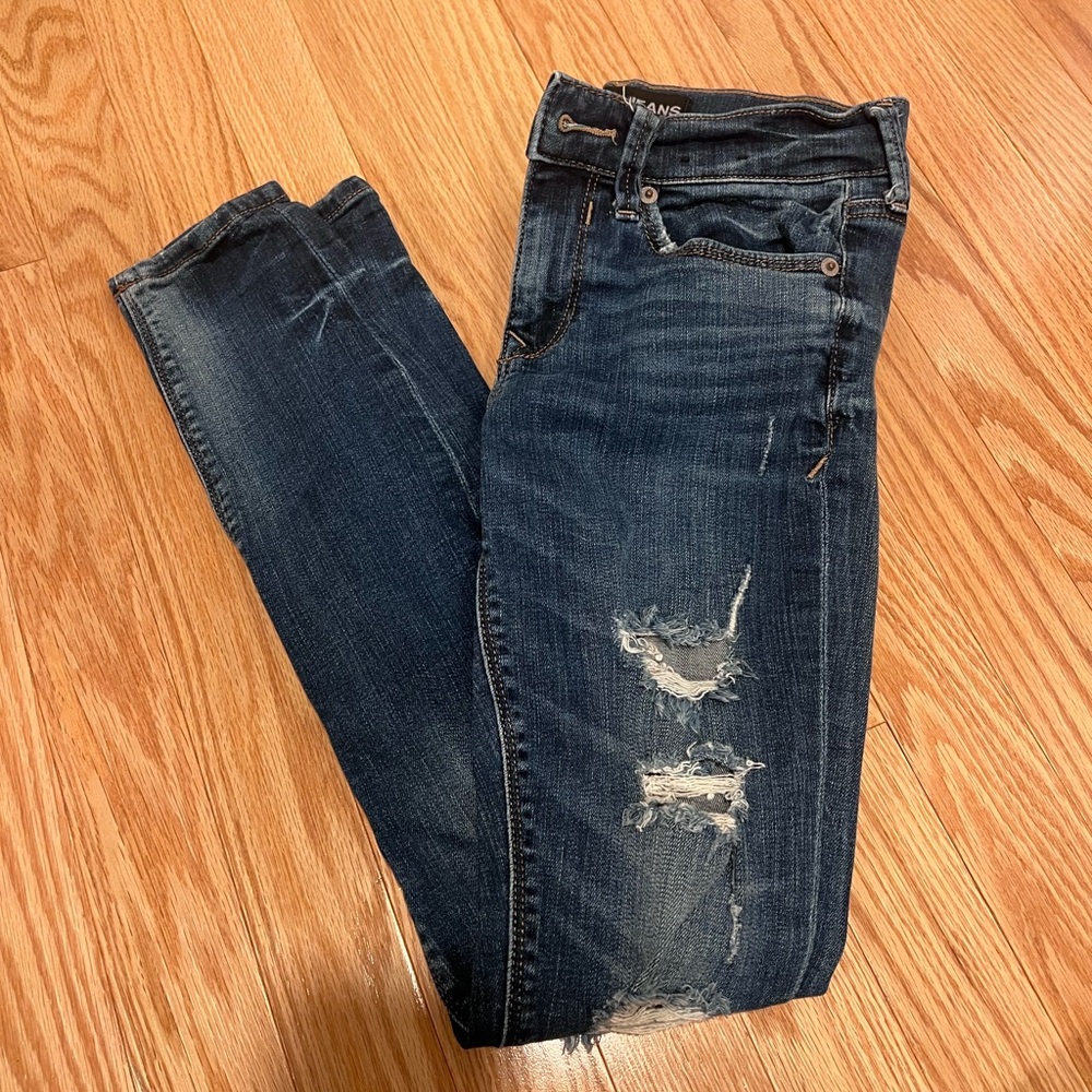 Express Dark Blue Mid-Rise Leggings 00 SHORT